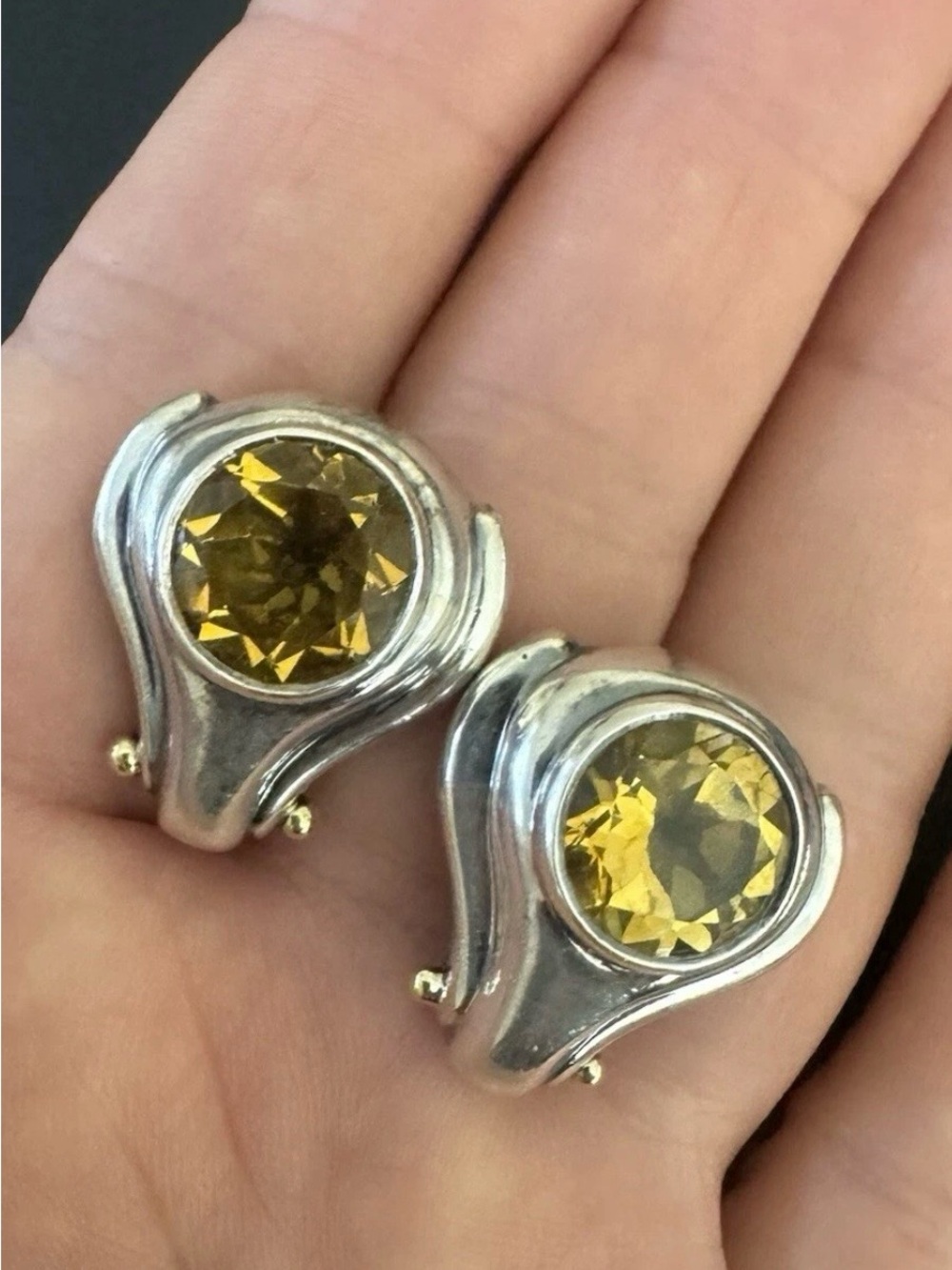 LAGOS Sterling Silver Clip Earrings with Yellow Gemstones
